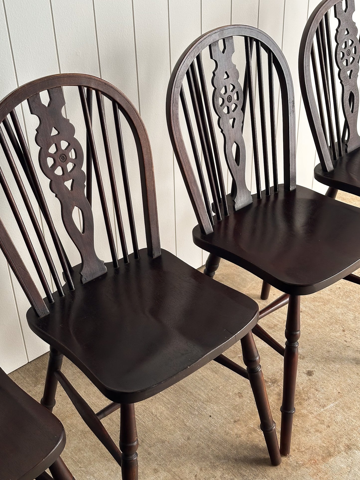 Antique English Windsor Dining Chairs, Set of 4