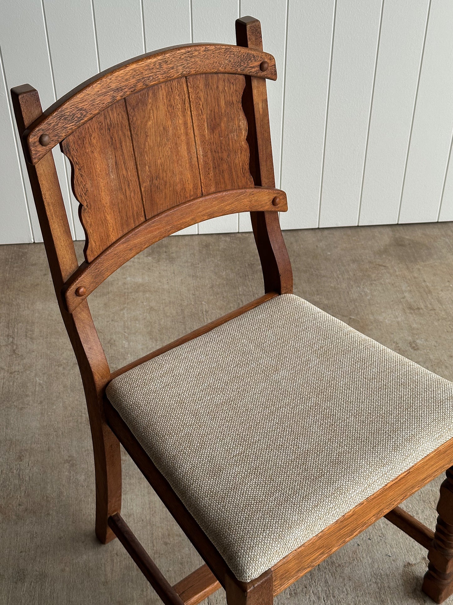 Set of Four Antique English Oak Dining Chairs, C. 1900
