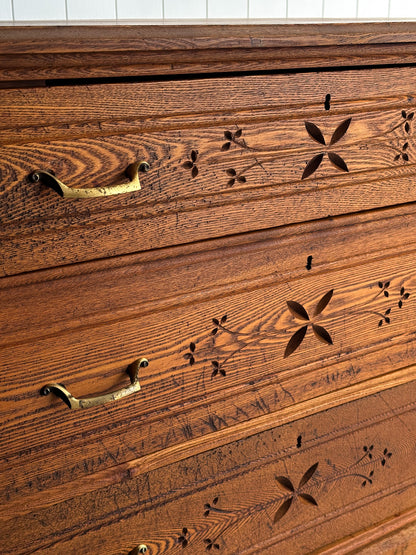 Late 19th Century Carved Oak Chest of Drawers
