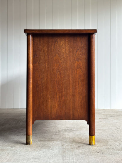 Mid-Century Modern Heritage Collection Walnut and Brass Sideboard