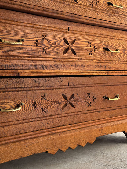 Late 19th Century Carved Oak Chest of Drawers