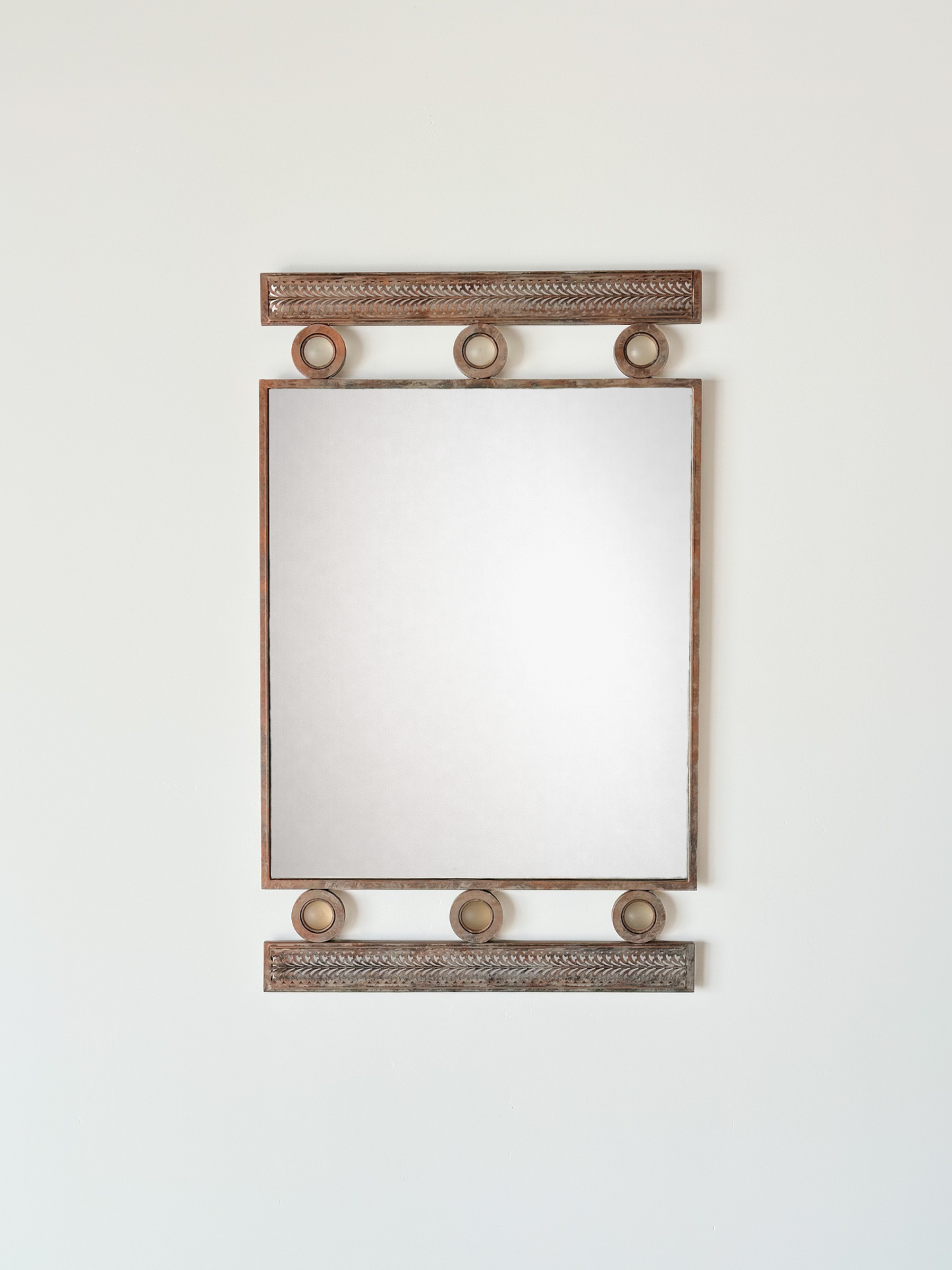 Pierced Steel Wall Mirror in the Style of Santambrogio & De Berti, Italy, Mid-Century