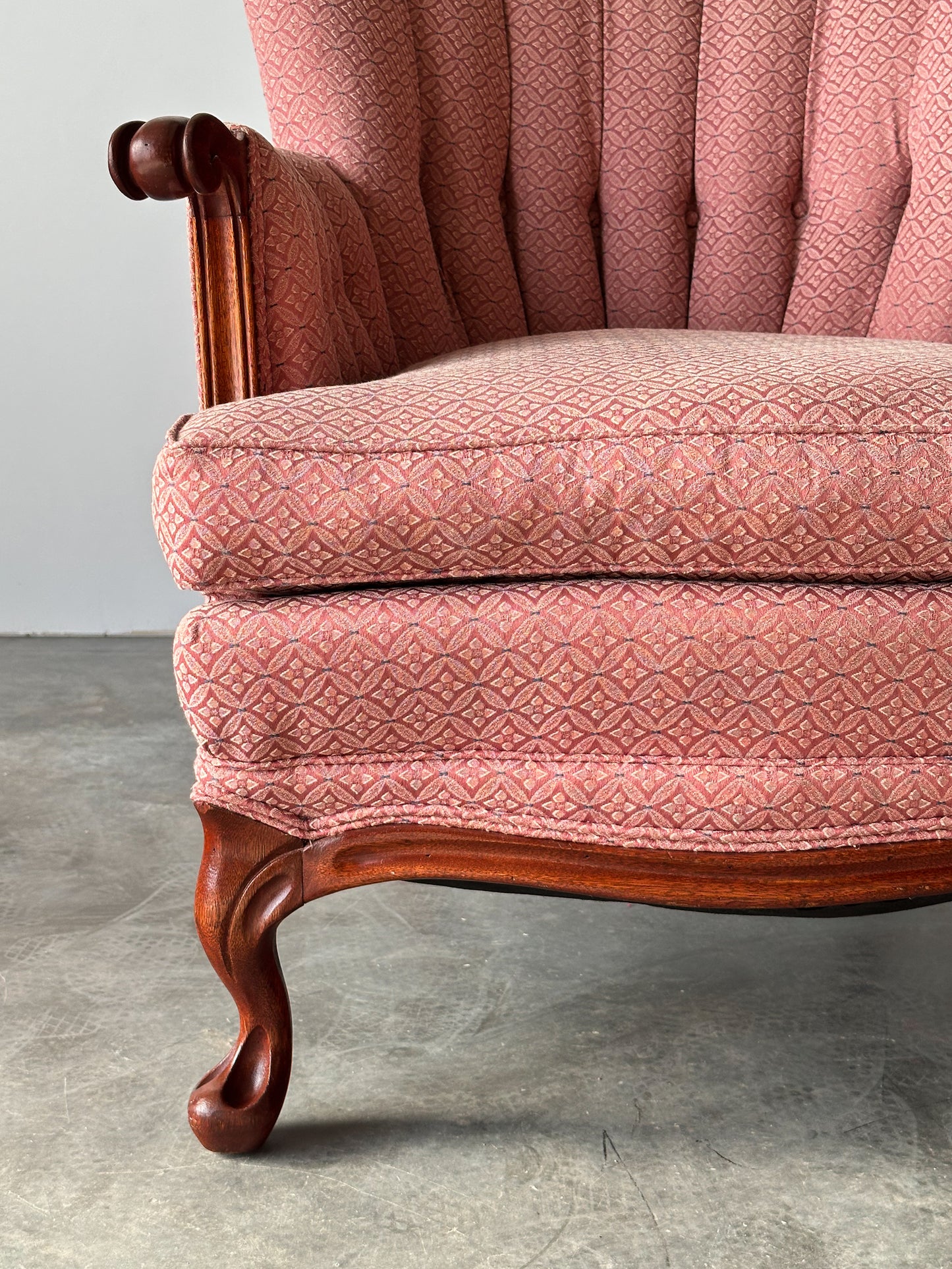Mid-Century French Provincial Channel-Back Armchair
