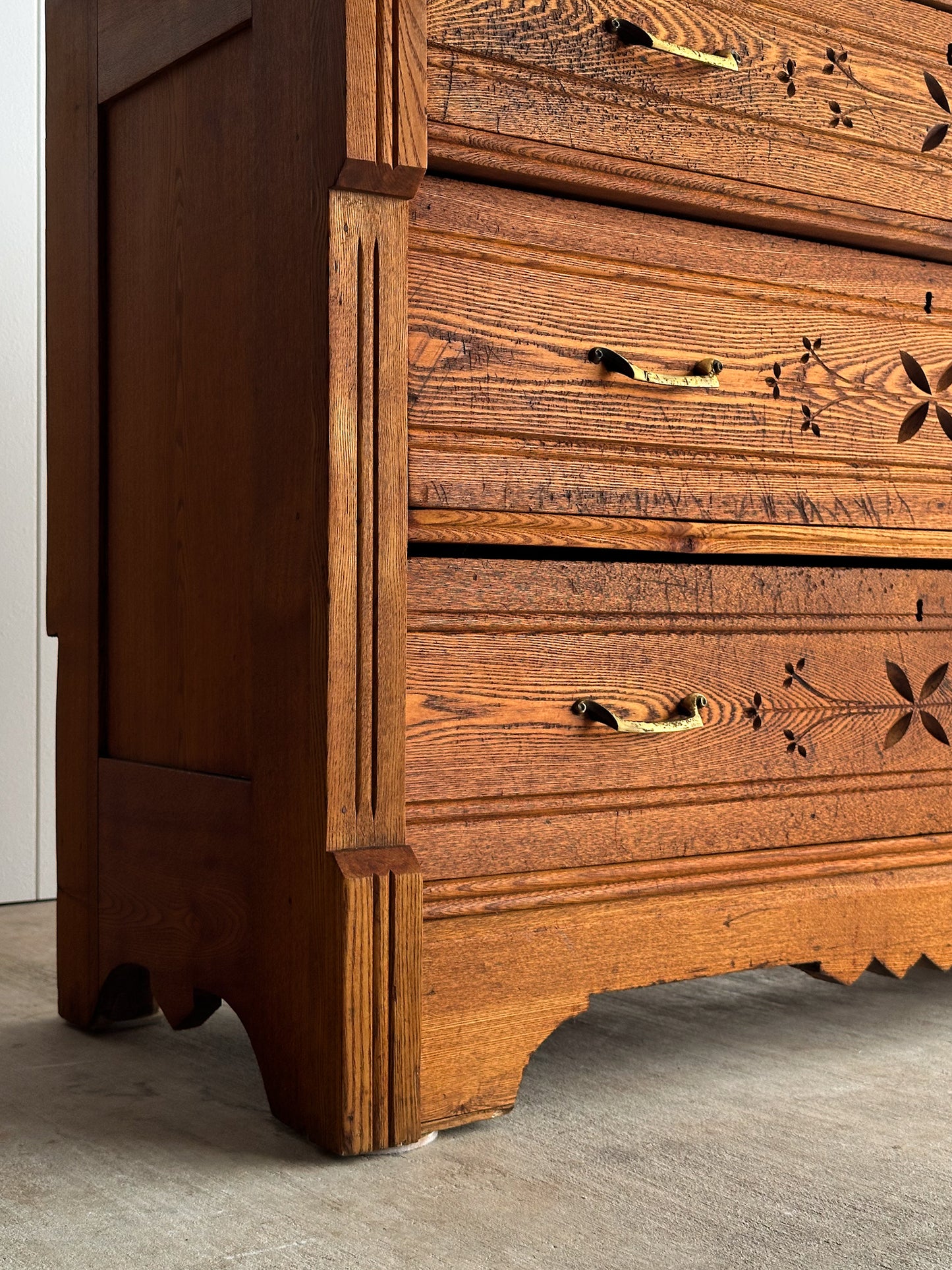 Late 19th Century Carved Oak Chest of Drawers