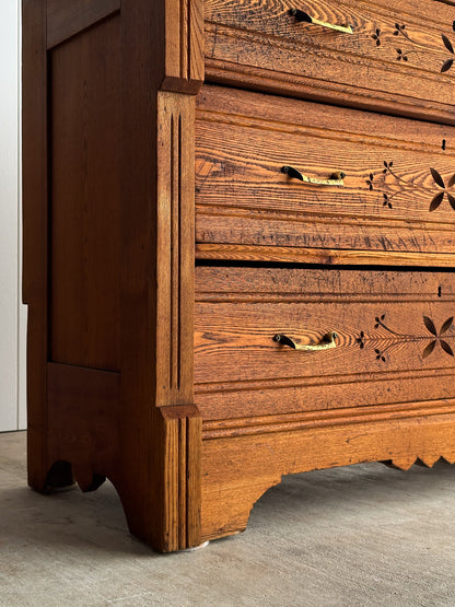 Late 19th Century Carved Oak Chest of Drawers