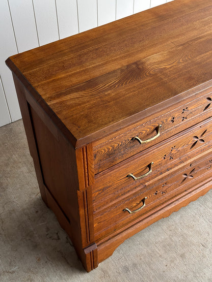 Late 19th Century Carved Oak Chest of Drawers