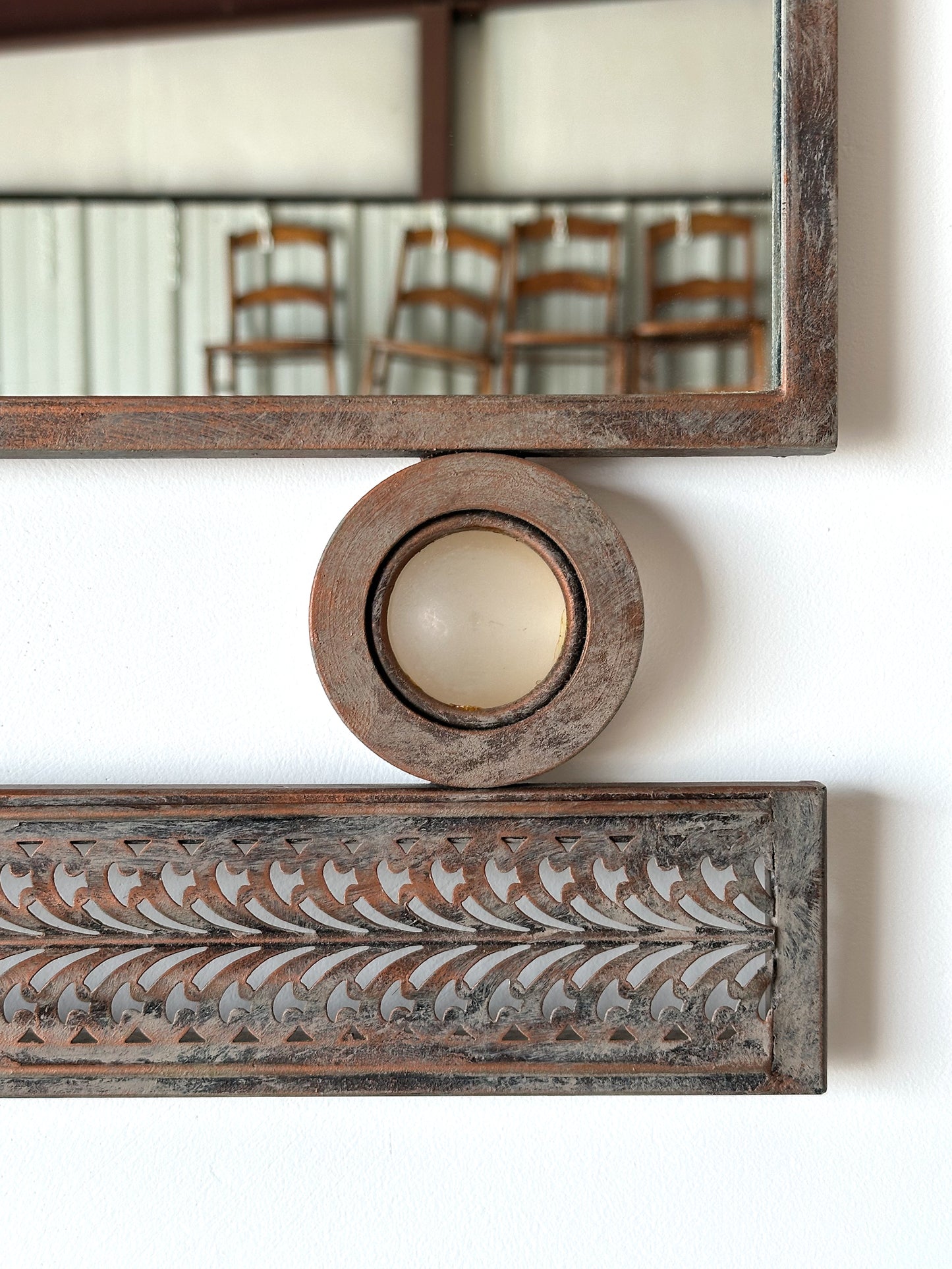 Pierced Steel Wall Mirror in the Style of Santambrogio & De Berti, Italy, Mid-Century