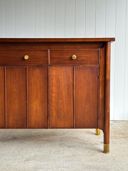 Mid-Century Modern Heritage Collection Walnut and Brass Sideboard