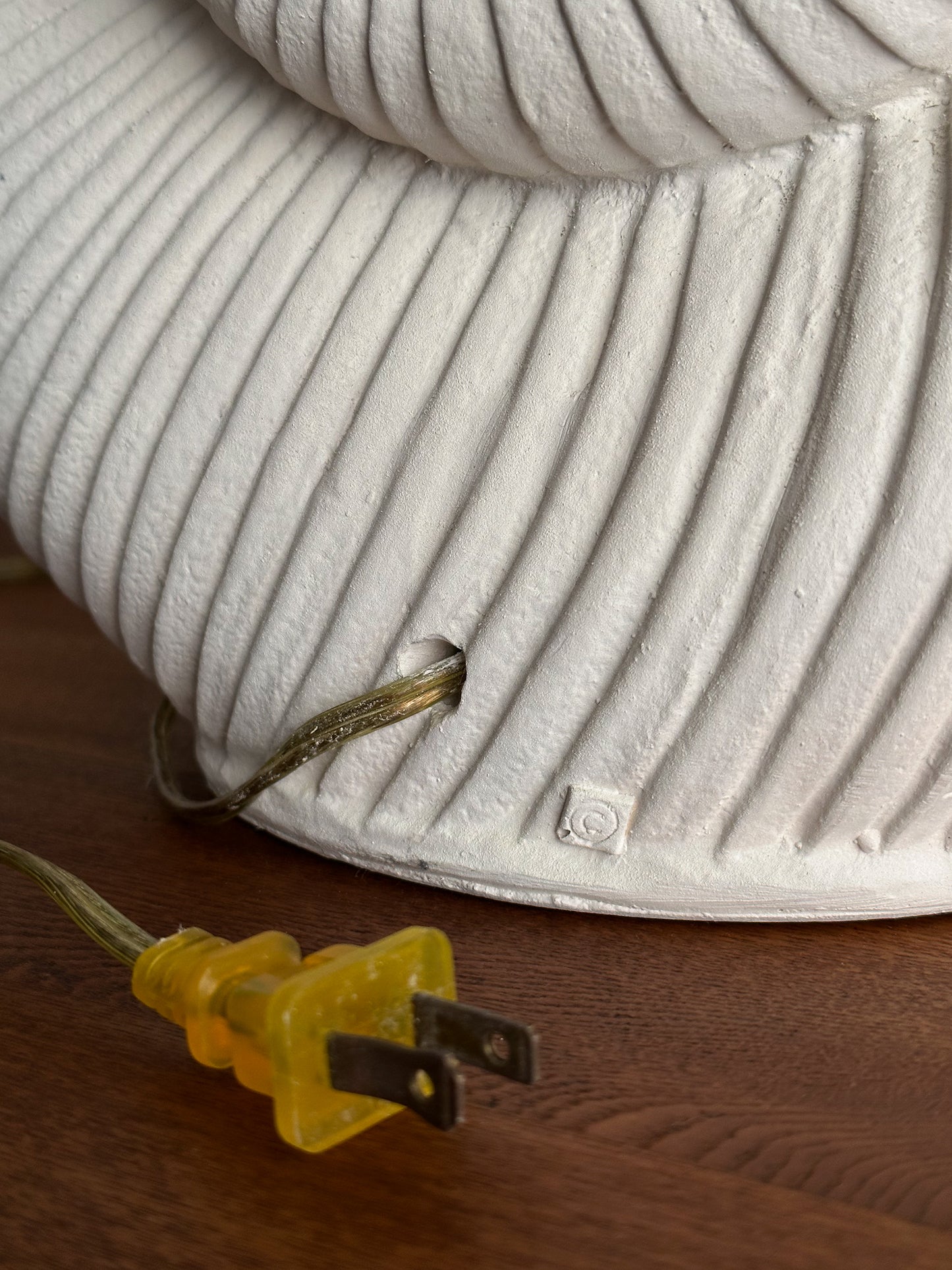 Vintage Postmodern Plaster Seashell Table Lamps, Pair