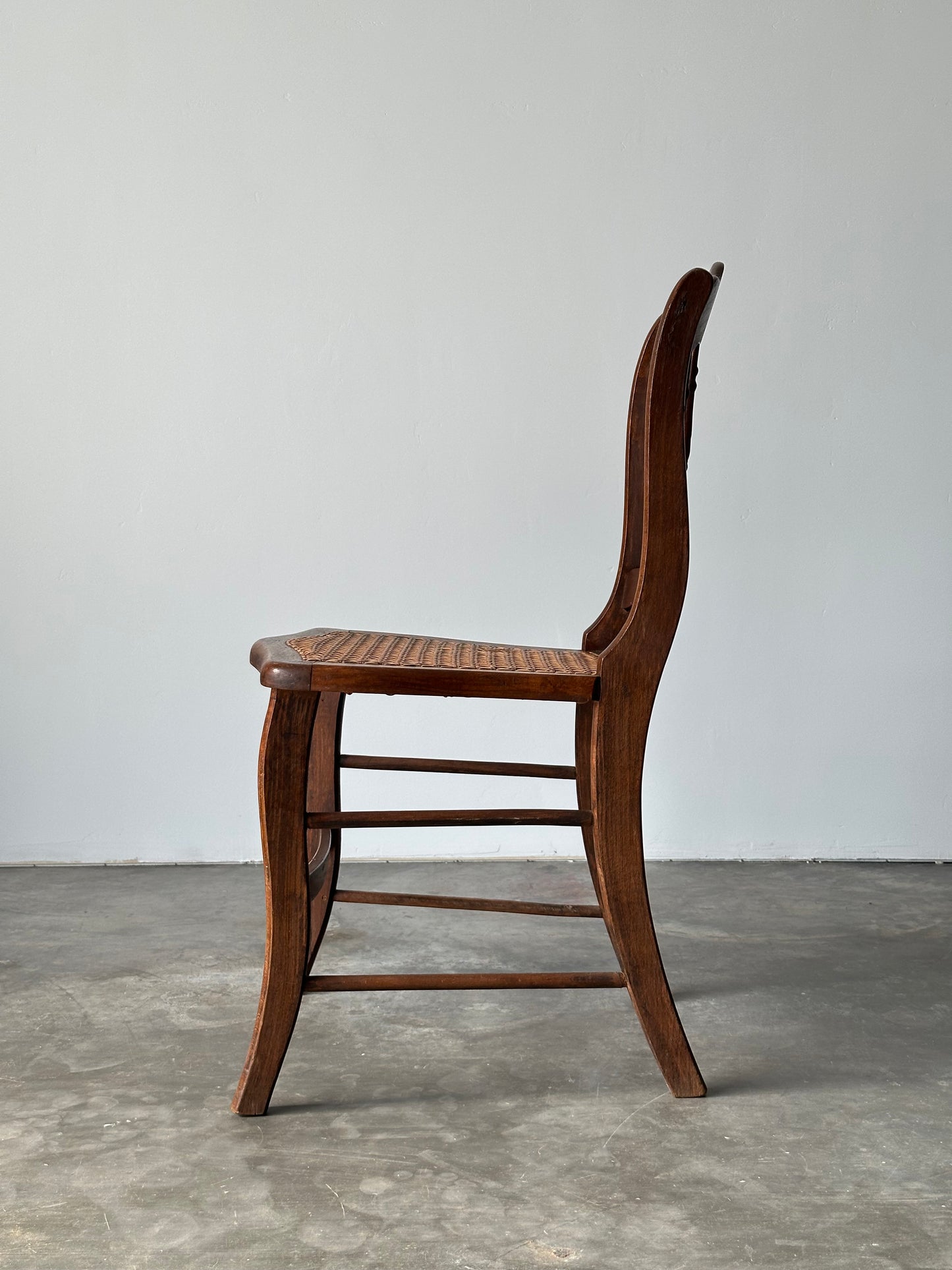 Antique Set of 4 Turned-Spindle Cane Seat Dining Chairs