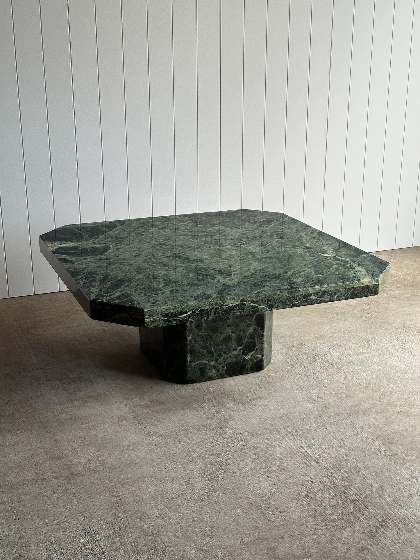 Vintage Italian Verde Alpi Green Marble Coffee Table, C. 1970s