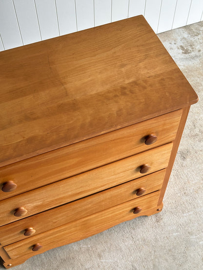 Vintage Pine Chest of Drawers with Scalloped Apron