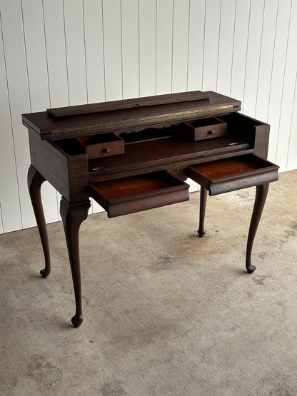Antique Mahogany Lift-Top Writing Desk Console Table