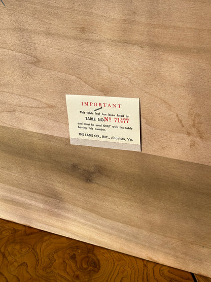 Lane Burl Wood Extendable Parsons Dining Table in the Style of Milo Baughman, 1970s