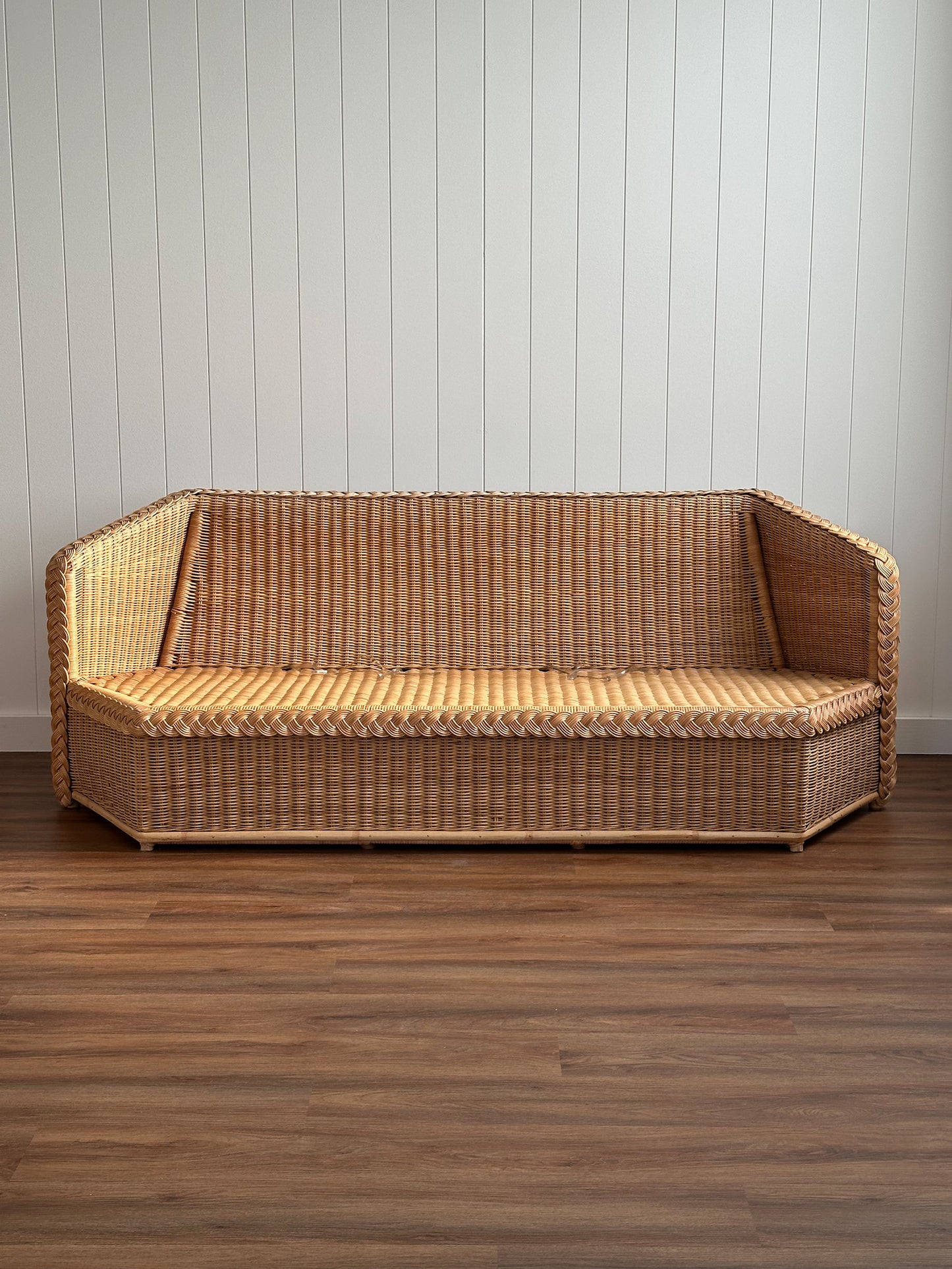 Vintage Brown Jordan Braided Wicker Sofa