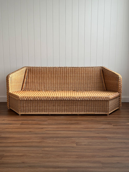 Vintage Brown Jordan Braided Wicker Sofa