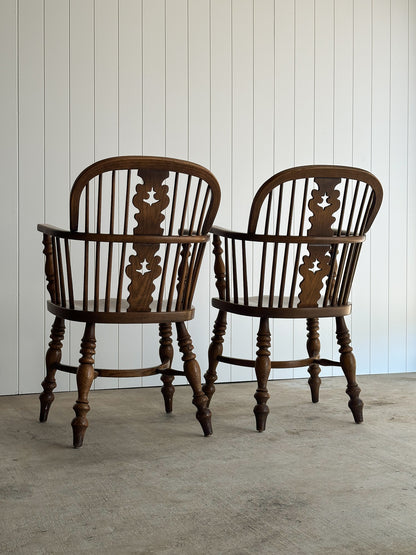 Vintage Conant Ball Oak Windsor Dining Chairs, Set of Six