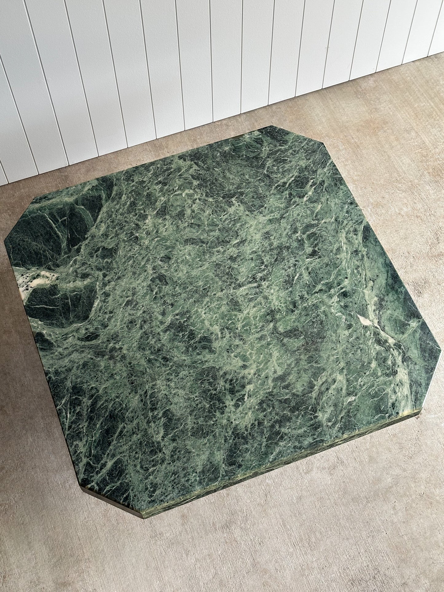 Vintage Italian Verde Alpi Green Marble Coffee Table, C. 1970s