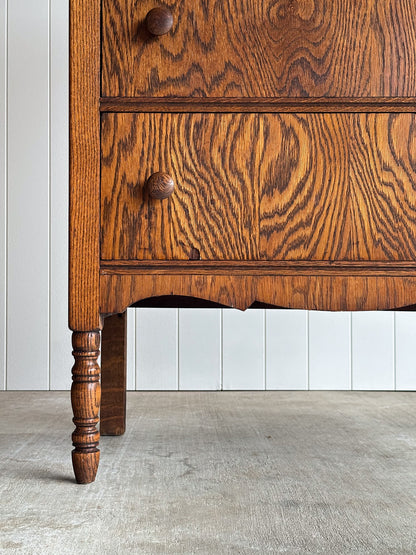 Antique Quarter Sawn Tiger Oak Chest of Drawers