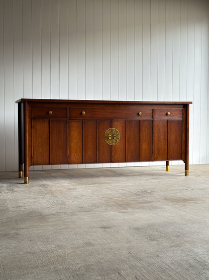 Mid-Century Modern Heritage Collection Walnut and Brass Sideboard
