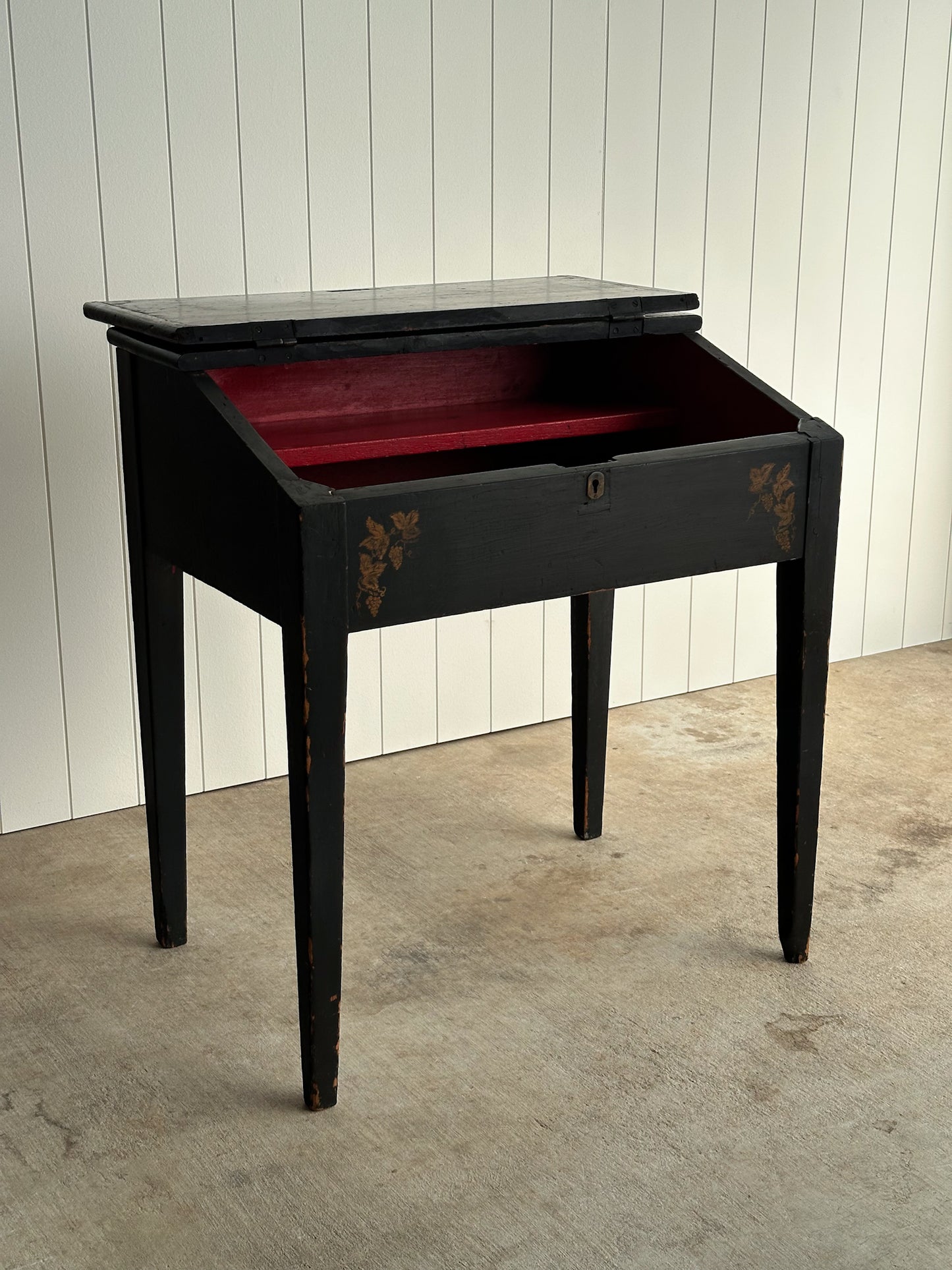 Antique Early American Hand-Painted Slant-Front Desk