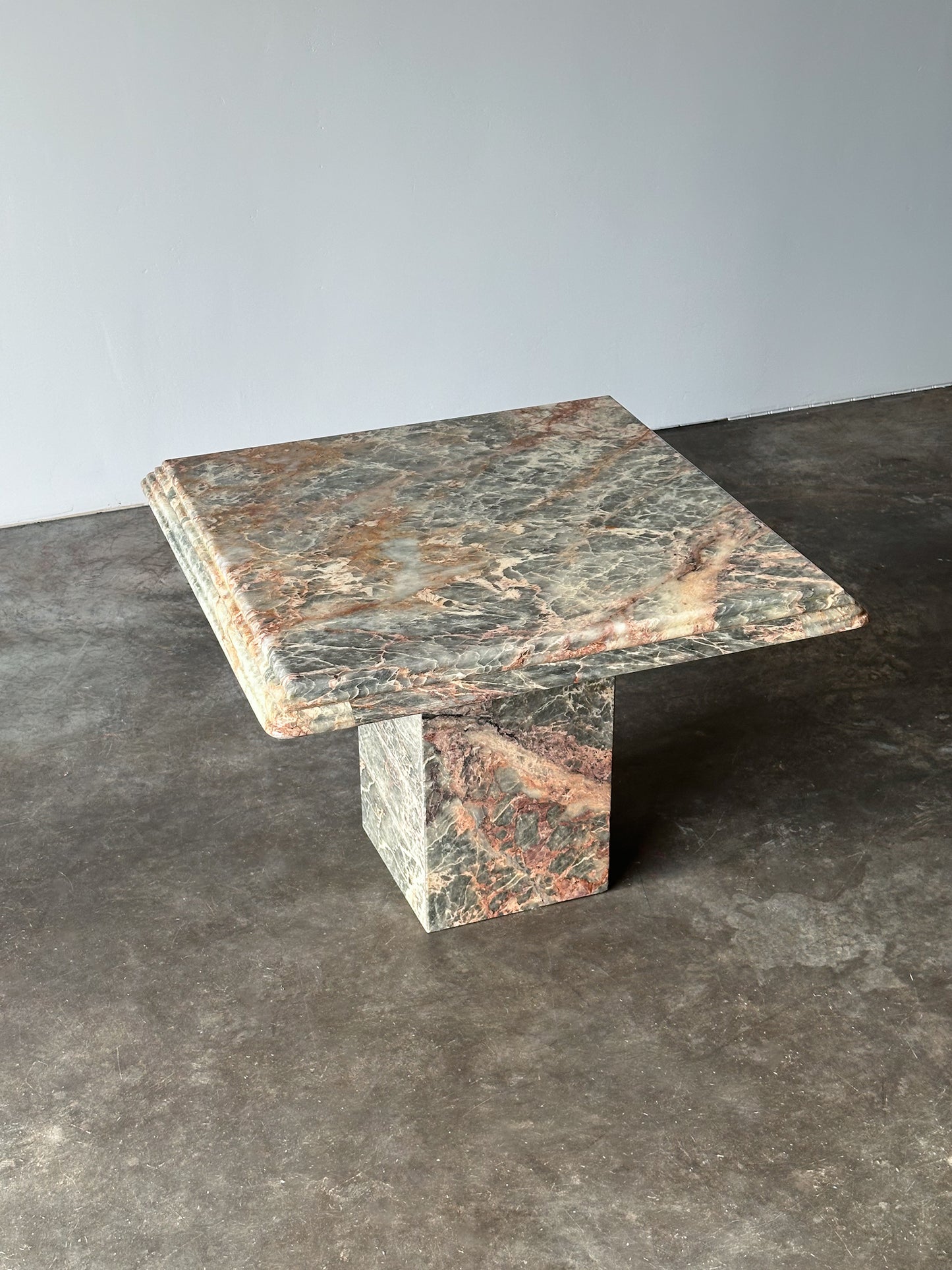 Fior Di Pesco Marble Plinth Side Table, Italy, 1980s