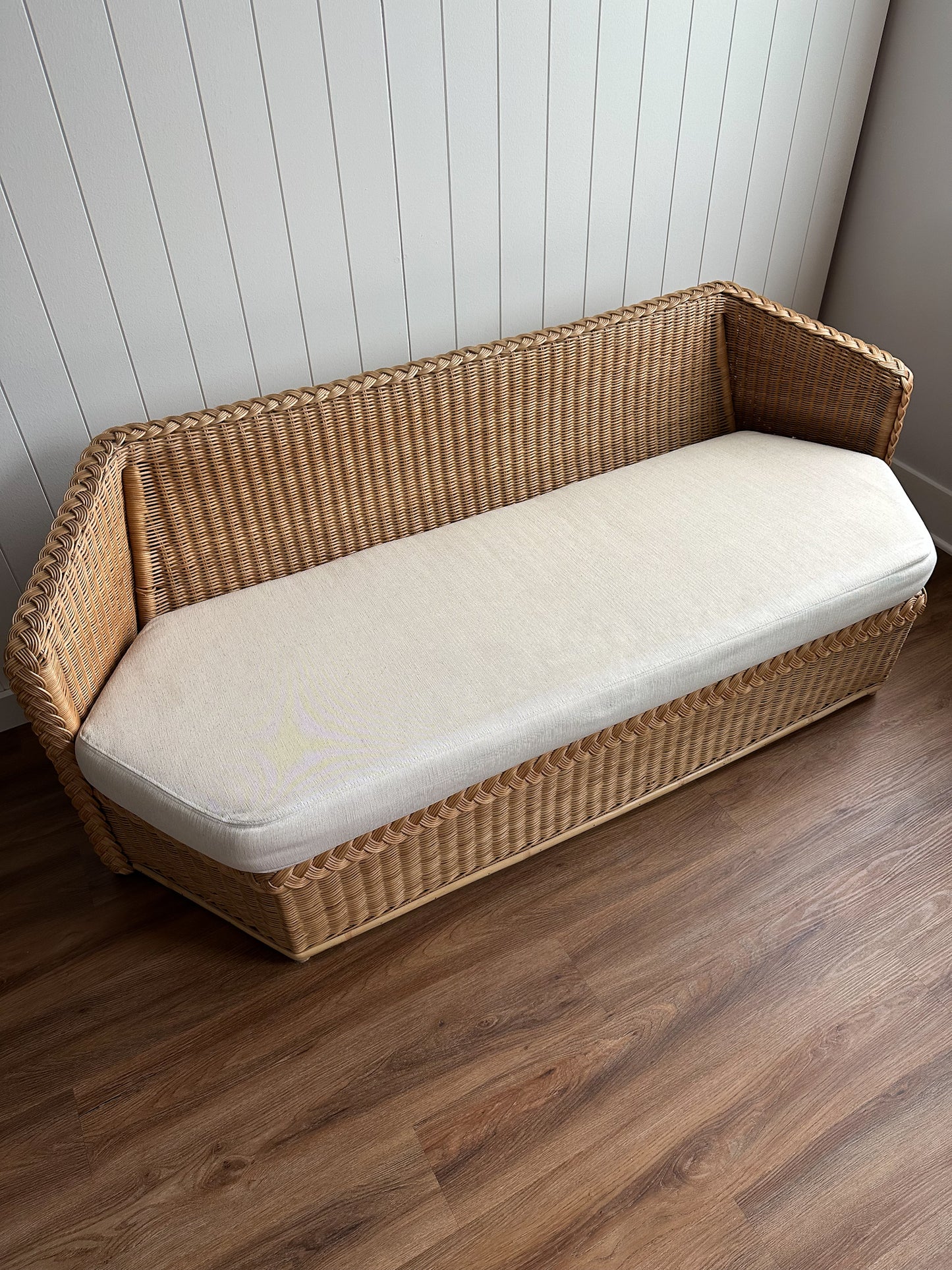 Vintage Brown Jordan Braided Wicker Sofa