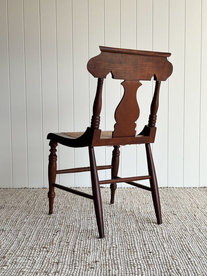 1960s Vintage Sculpted Mahogany Dining Chairs with Cane Seats, Set of 4