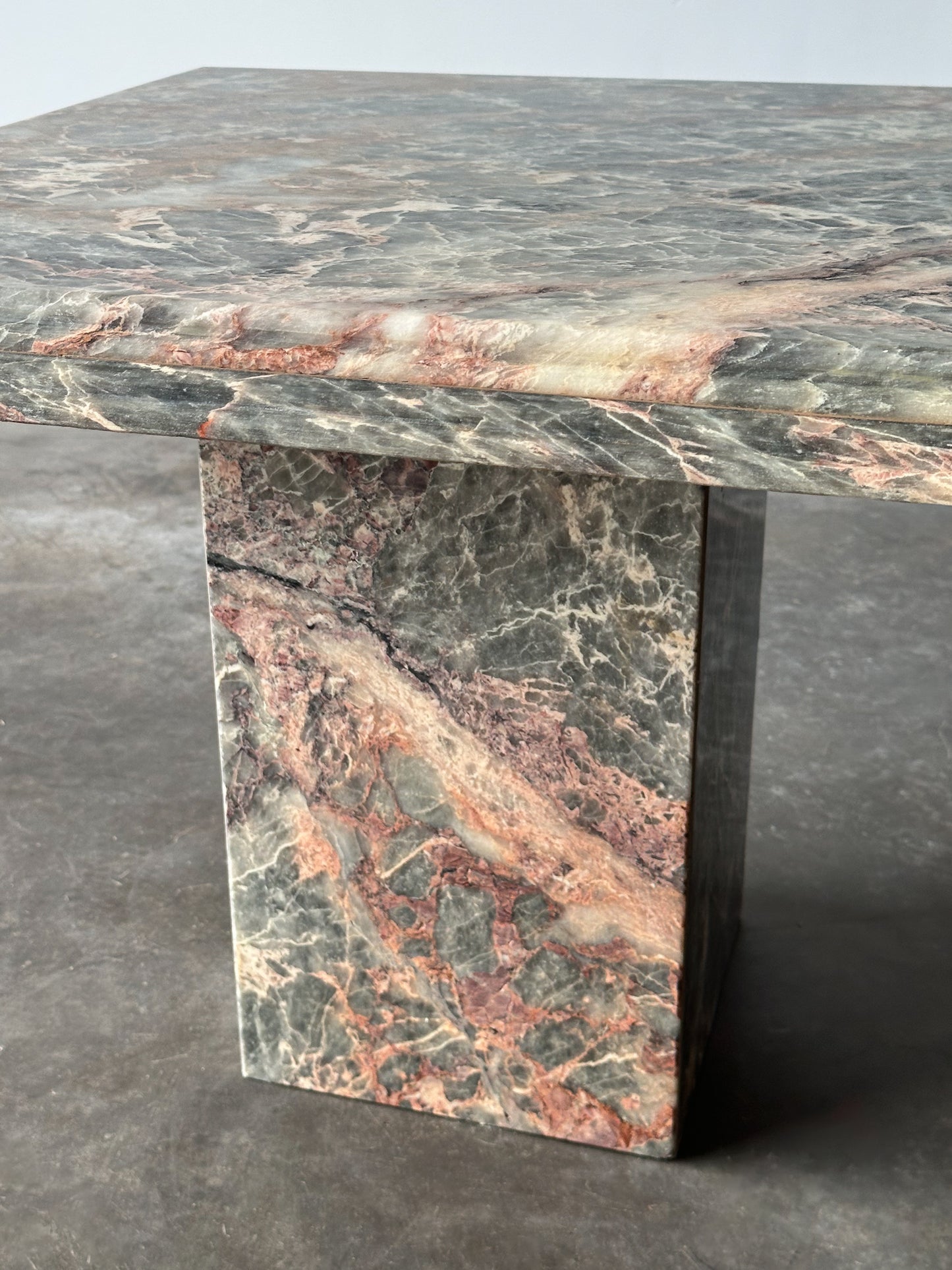 Fior Di Pesco Marble Plinth Side Table, Italy, 1980s
