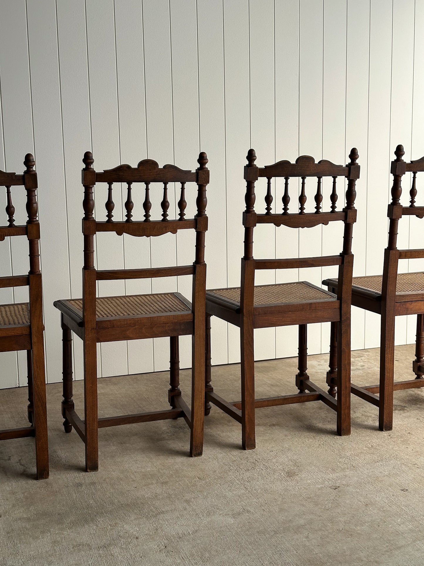 Set of Four Antique Dining Chairs With Carved Crest