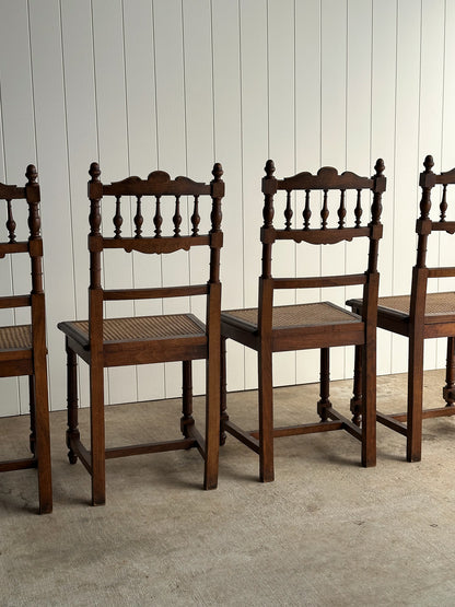 Set of Four Antique Dining Chairs With Carved Crest