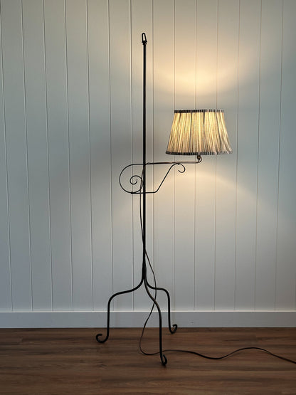 1940s Wrought Iron Swing-Arm Floor Lamp