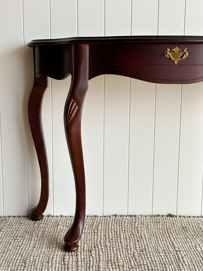 Vintage Mahogany Demi-Lune Serpentine Scalloped Entryway Table