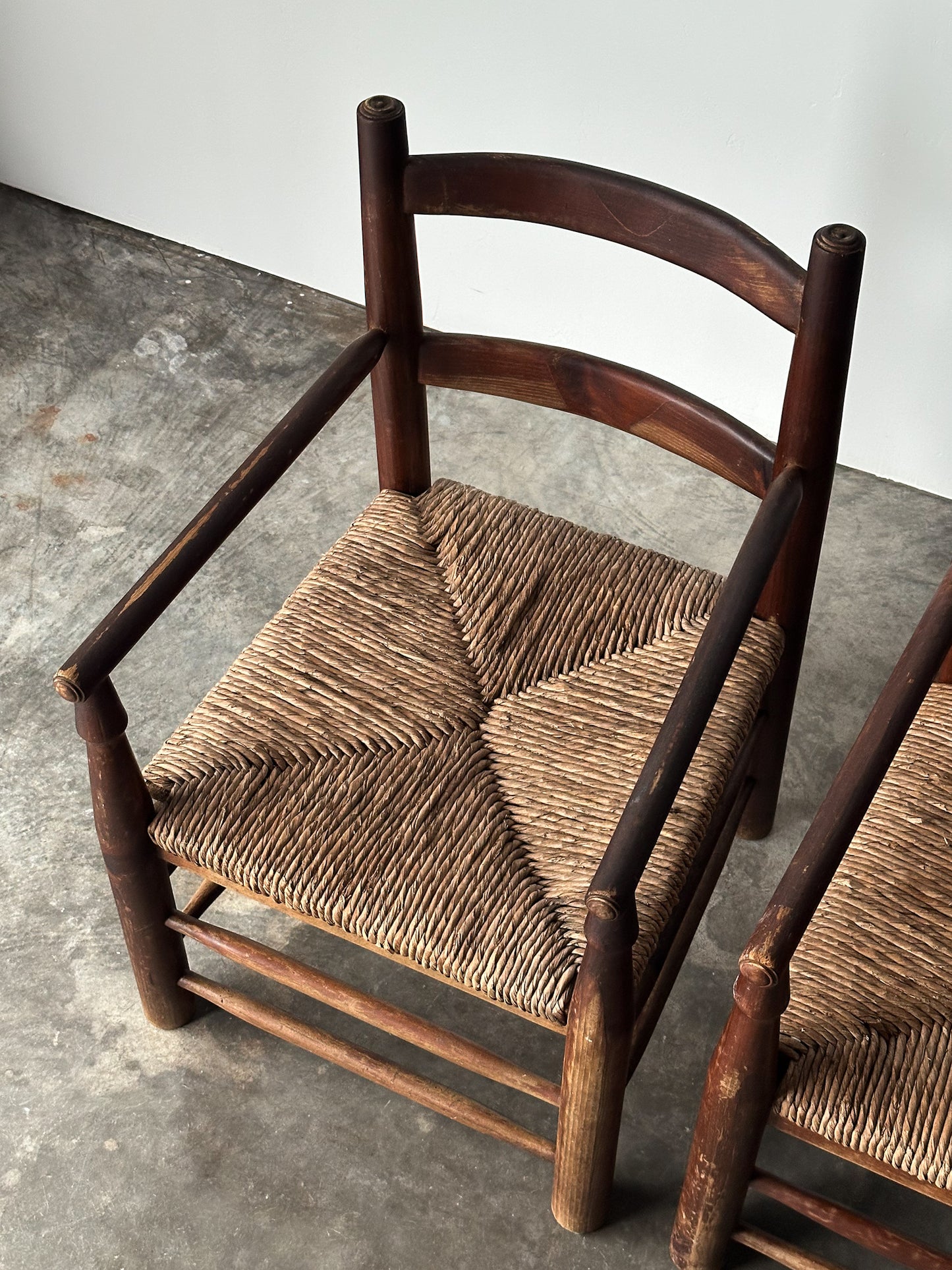 Rustic Pine Hearth Armchairs, France, Mid-20th Century, Set of Four