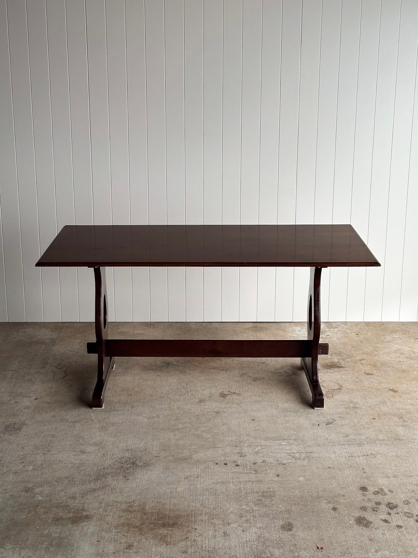 Antique English Trestle Dining Table, Late 19th Century