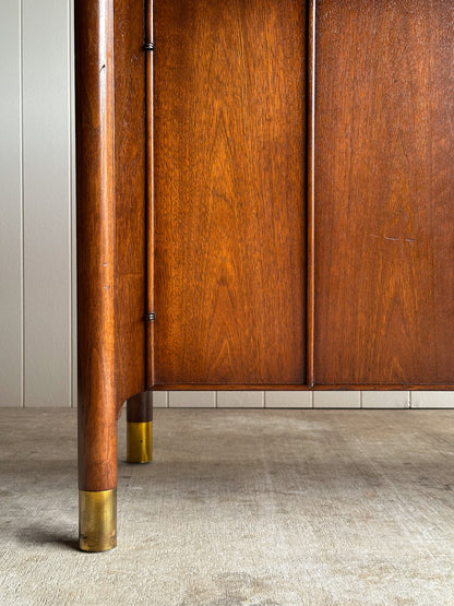 Mid-Century Modern Heritage Collection Walnut and Brass Sideboard