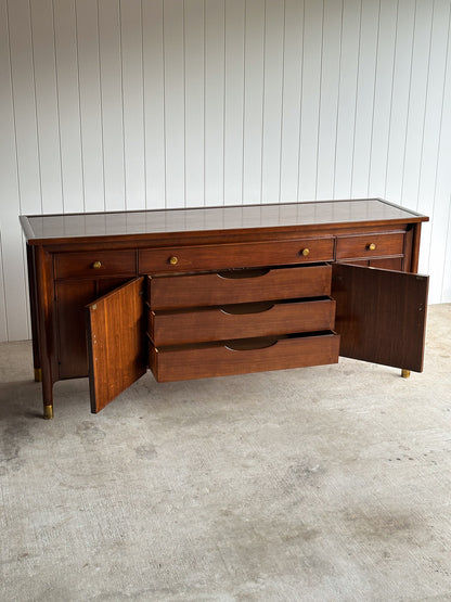 Mid-Century Modern Heritage Collection Walnut and Brass Sideboard