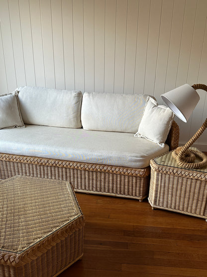 Vintage Brown Jordan Braided Wicker Coffee Table