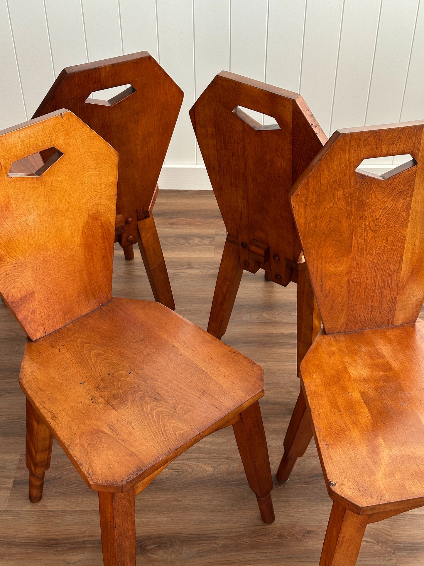 Mid-20th Century Swiss Brutalist Dining Chairs, Set of 4