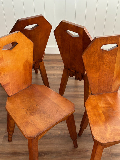 Mid-20th Century Swiss Brutalist Dining Chairs, Set of 4