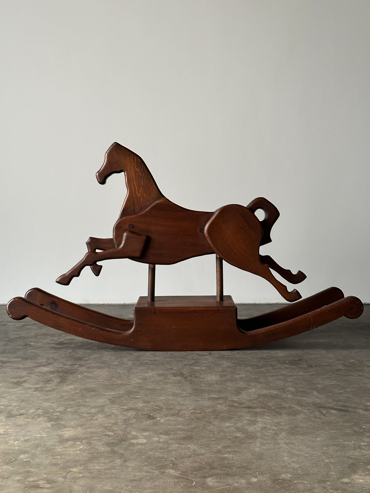 Handcrafted Mid-Century Sculptural Pine Rocking Horse