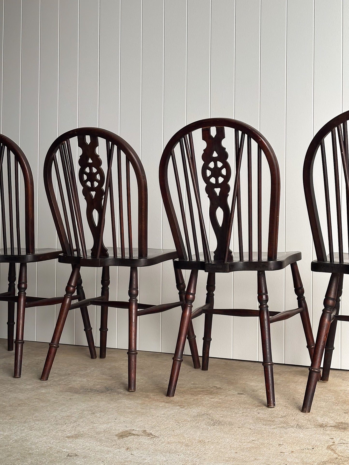 Antique English Windsor Dining Chairs, Set of 4