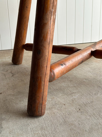 Early 20th Century Pine Dining Table with Scalloped Edge