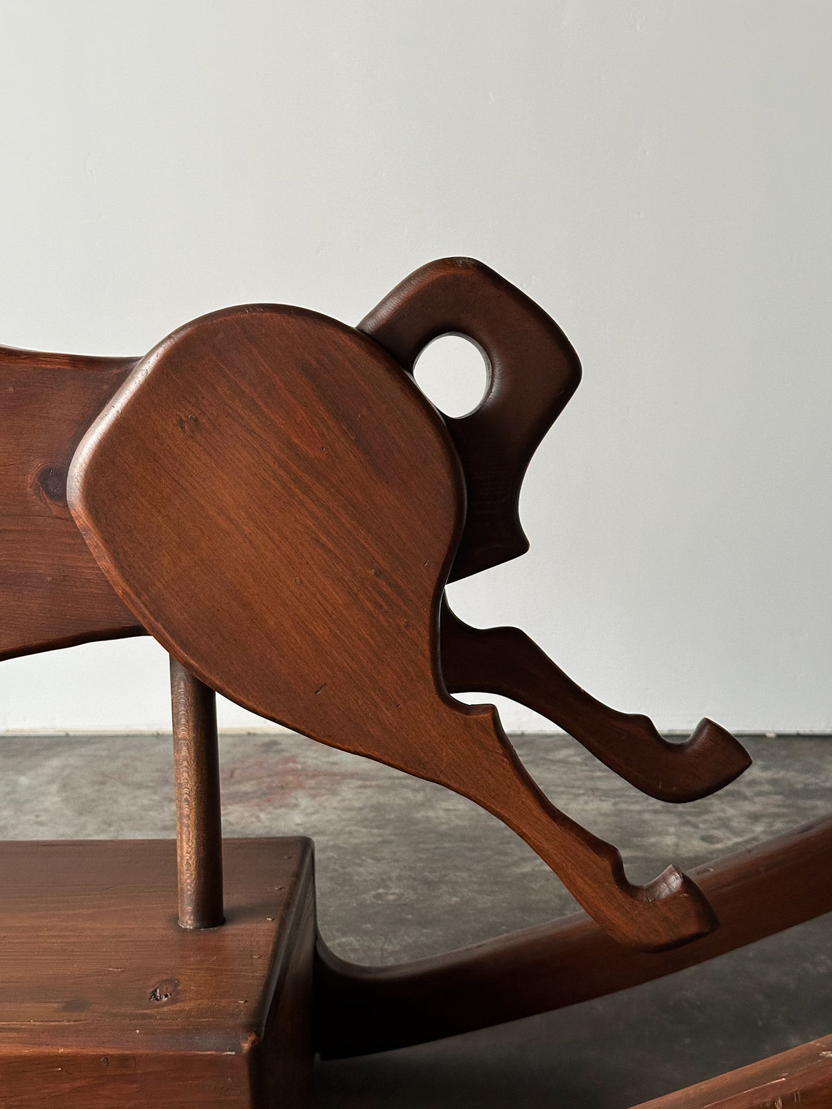 Handcrafted Mid-Century Sculptural Pine Rocking Horse