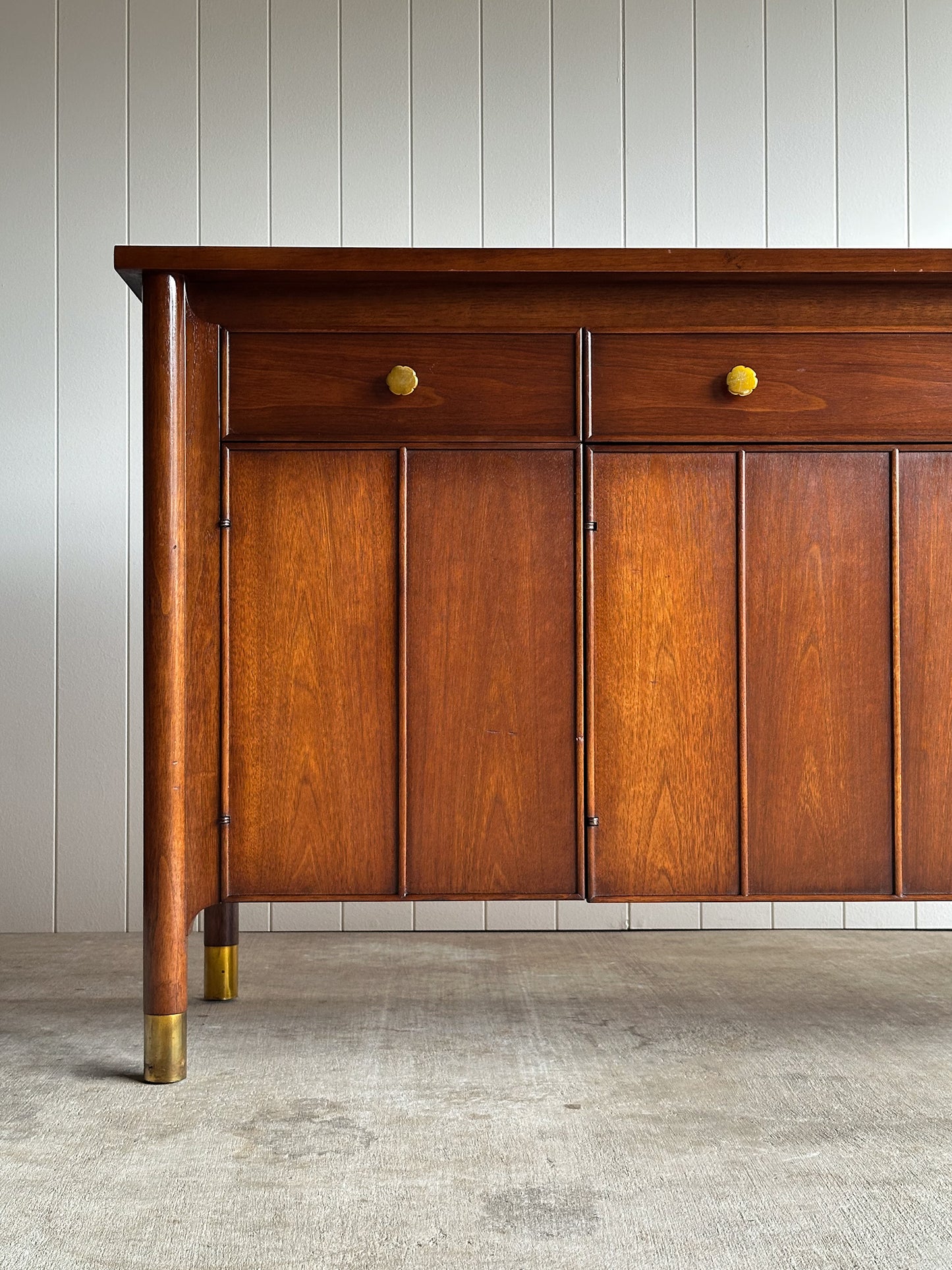 Mid-Century Modern Heritage Collection Walnut and Brass Sideboard