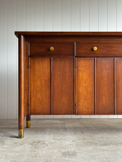 Mid-Century Modern Heritage Collection Walnut and Brass Sideboard