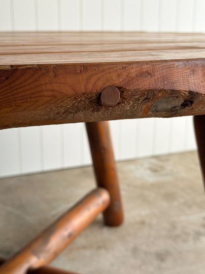 Early 20th Century Pine Dining Table with Scalloped Edge