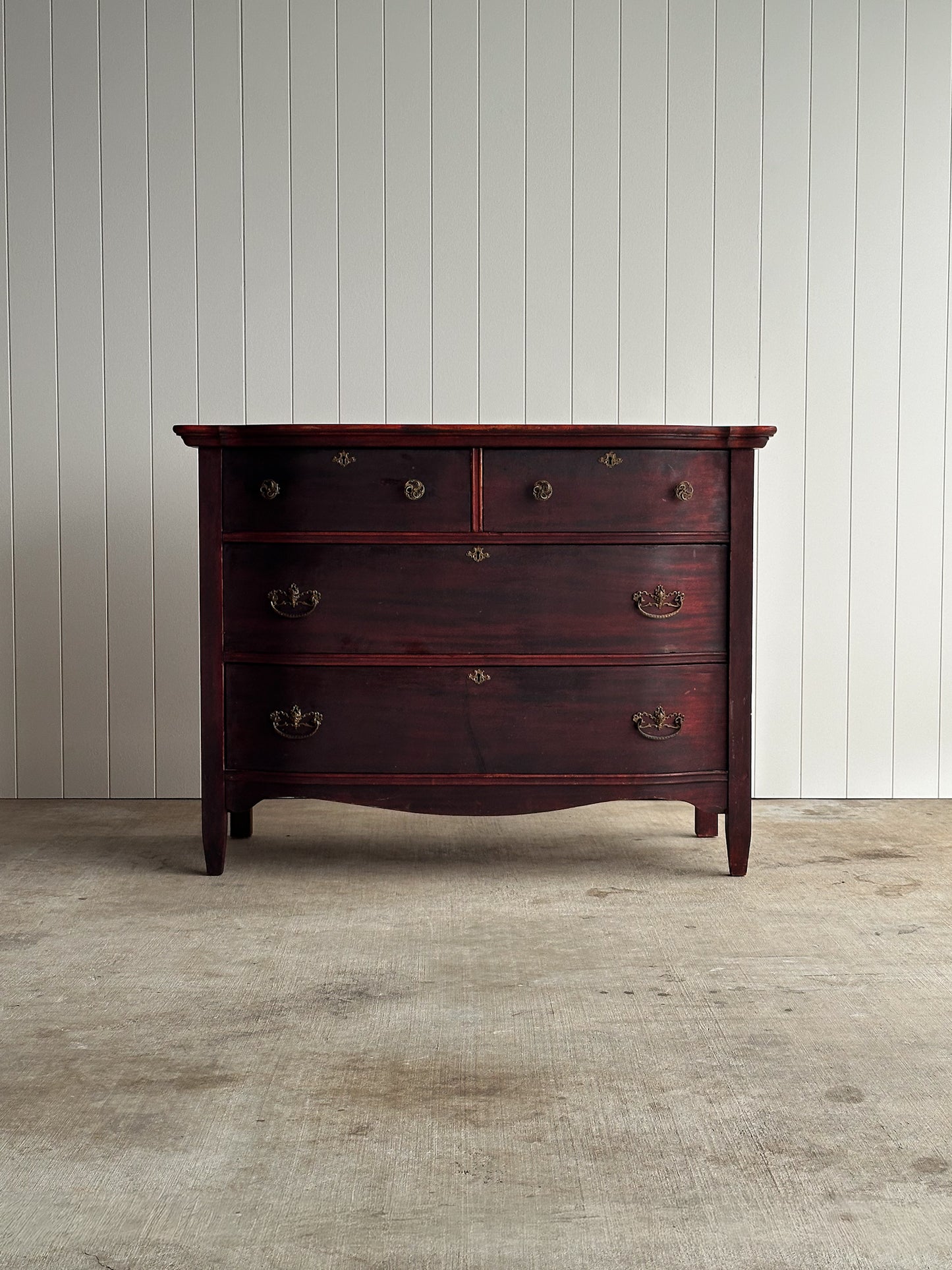 Antique Serpentine Mahogany Chest of Drawers, C. 1890
