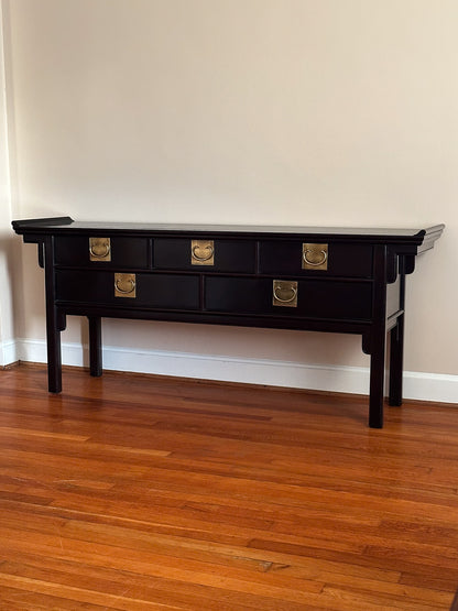 Vintage Century Furniture Black Lacquered Console Table