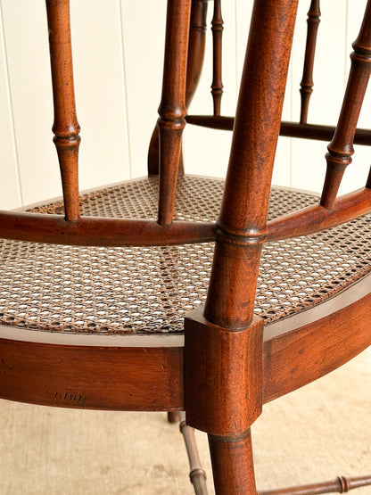 Vintage Wooden Armchair with Cane Seat